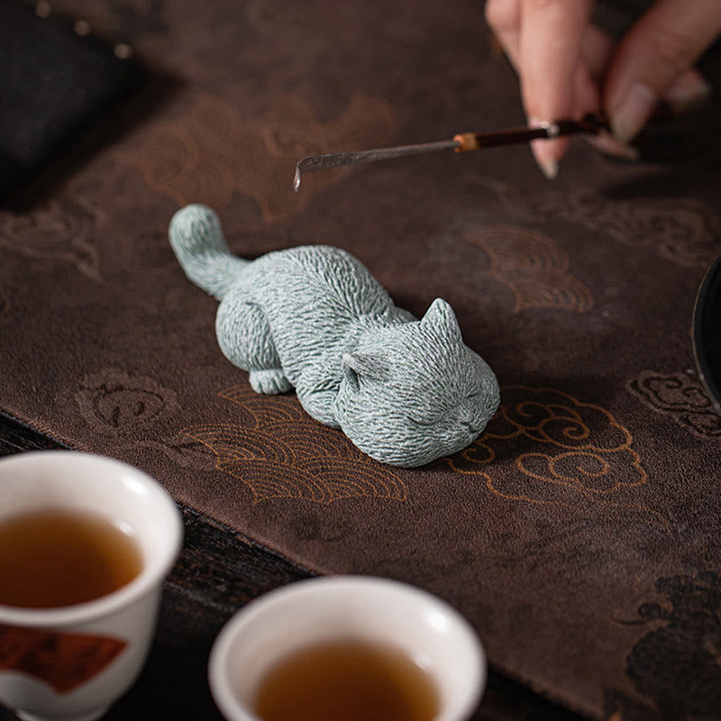 Figurine de chat en forme de thé | Décoration d'intérieur spirituelle