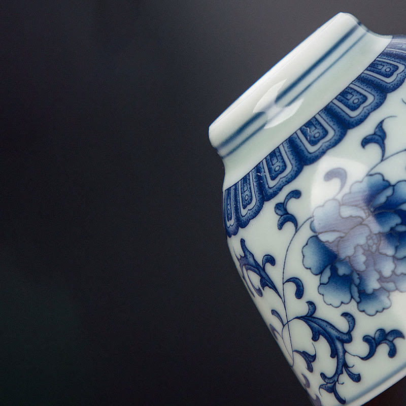 Petite tasse à thé en céramique 50 ml | Vaisselle artisanale Paysage bleu