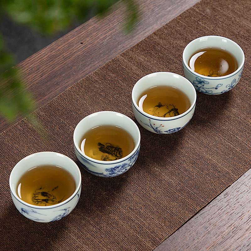 Petite tasse à thé en céramique 50 ml | Vaisselle artisanale Paysage bleu