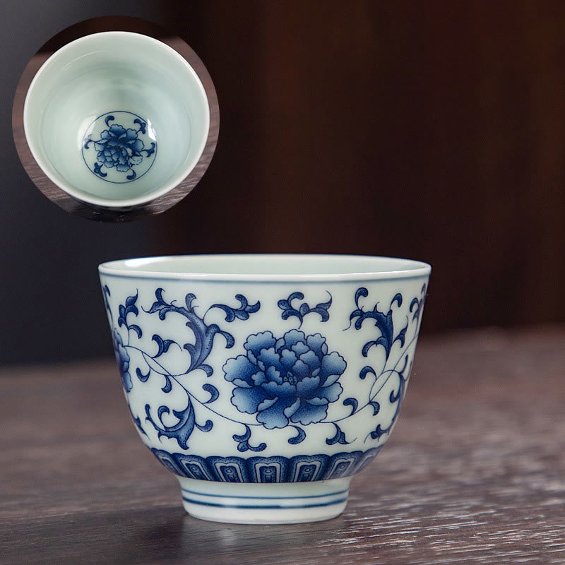 Petite tasse à thé en céramique 50 ml | Vaisselle artisanale Paysage bleu
