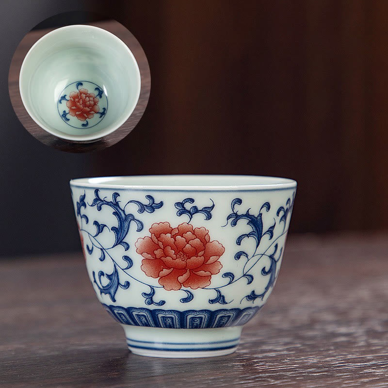 Petite tasse à thé en céramique 50 ml | Vaisselle artisanale Paysage bleu