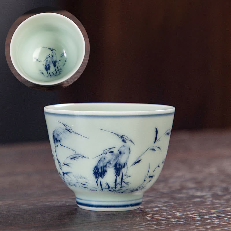 Petite tasse à thé en céramique 50 ml | Vaisselle artisanale Paysage bleu