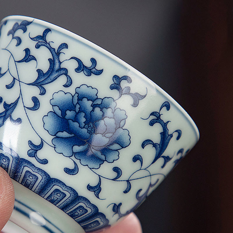 Petite tasse à thé en céramique 50 ml | Vaisselle artisanale Paysage bleu