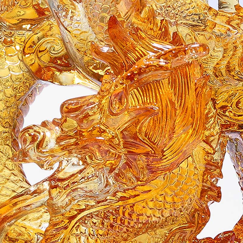 Petite statue de dragon en cristal coloré Liuli pour la protection et la chance