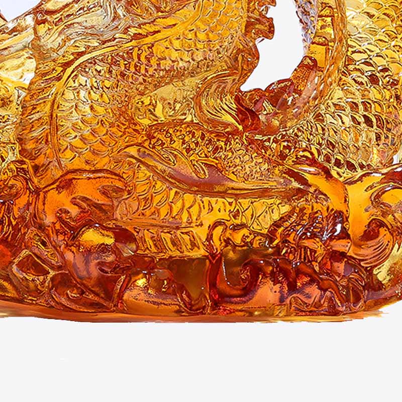 Petite statue de dragon en cristal coloré Liuli pour la protection et la chance