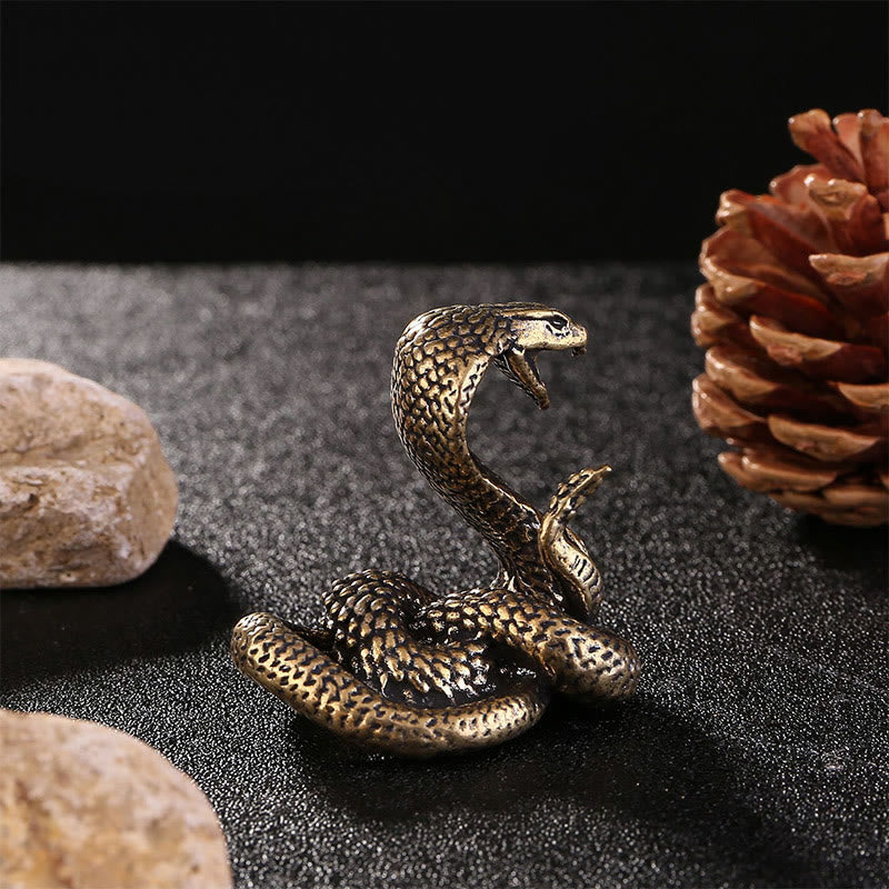 Petite figurine de cobra en cuivre de l'année du serpent, 4 cm, décoration spirituelle