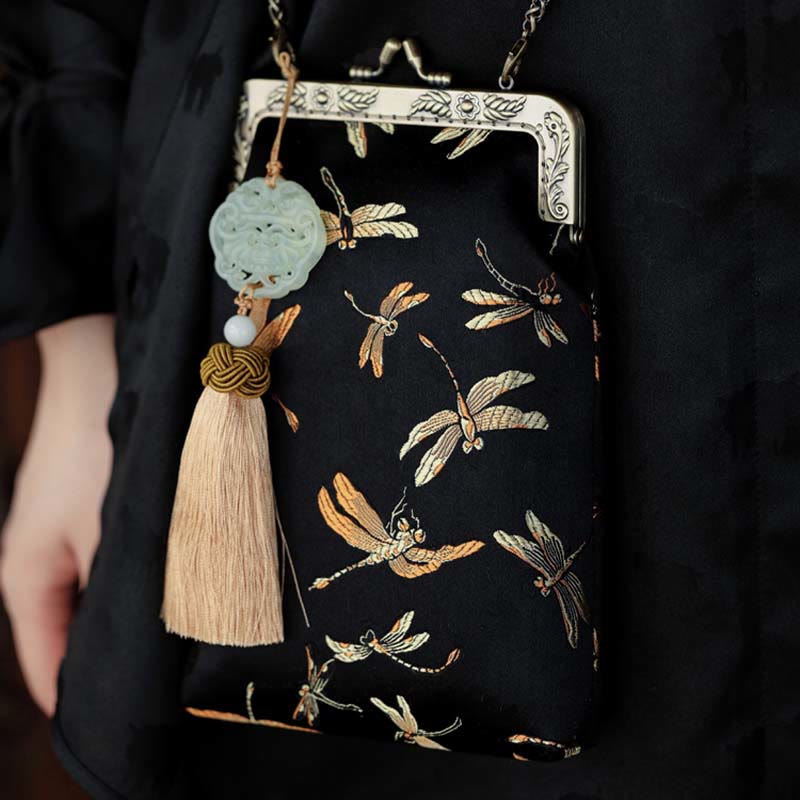 Petit sac bandoulière à chaîne en métal motif libellule | Sacs de yoga