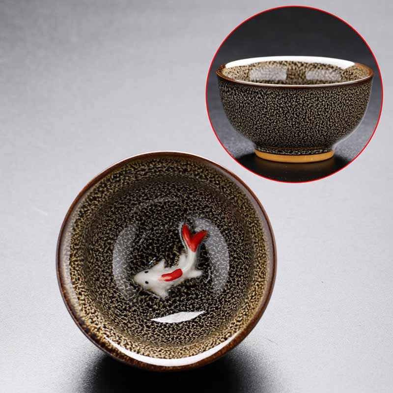 Petite tasse à thé en céramique Jianzhan pour poisson koï, 60 ml