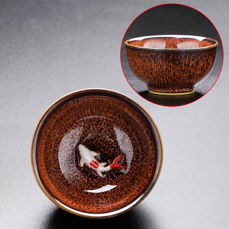 Petite tasse à thé en céramique Jianzhan pour poisson koï, 60 ml