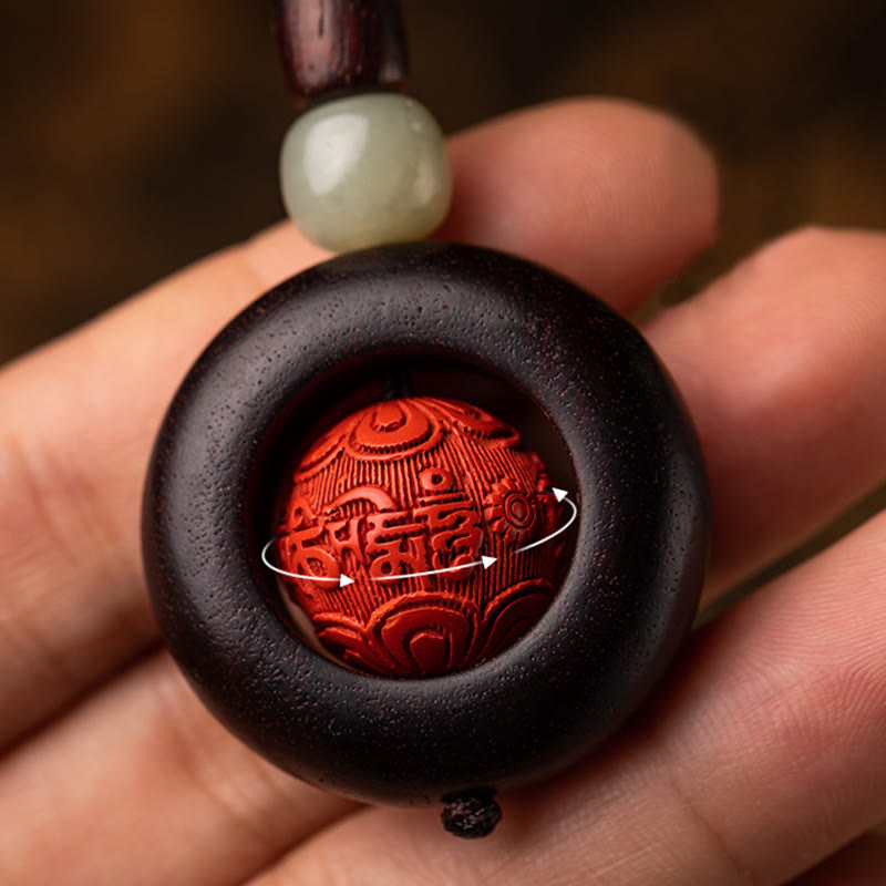 Porte-clés de protection Om Mani Padme Hum en bois de santal rouge à petites feuilles