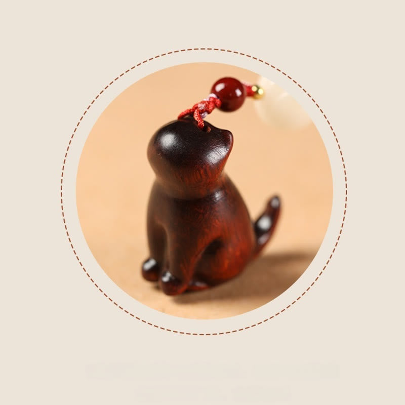 Décoration apaisante pour chat en bois de santal rouge à petites feuilles 11 cm