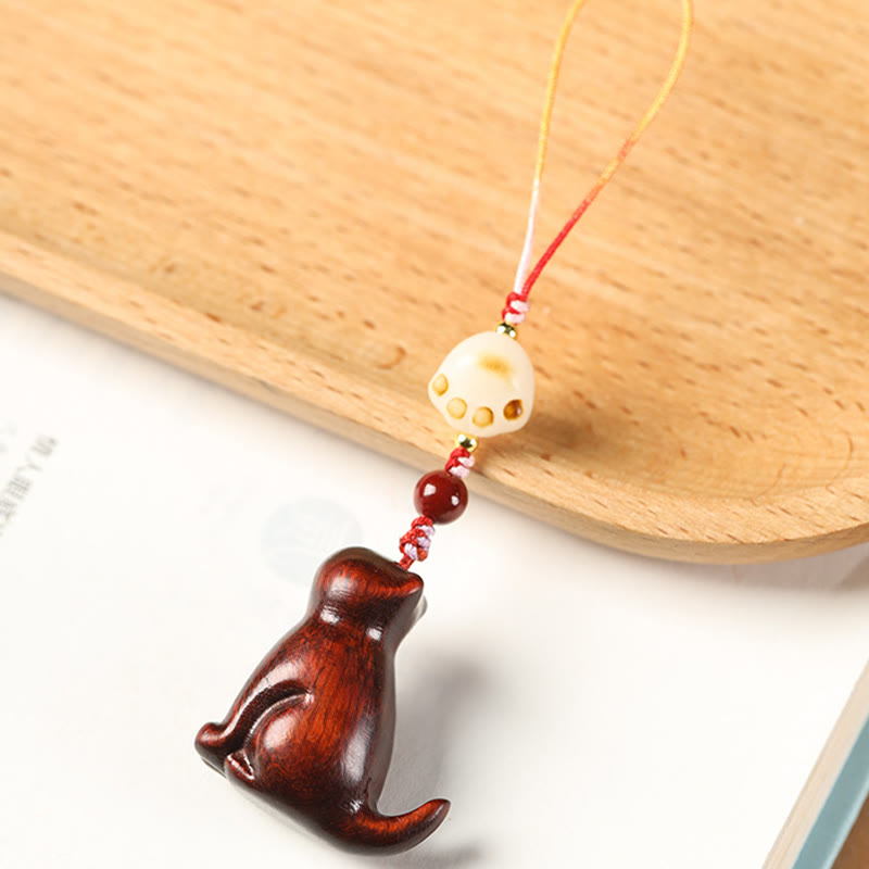 Décoration apaisante pour chat en bois de santal rouge à petites feuilles 11 cm