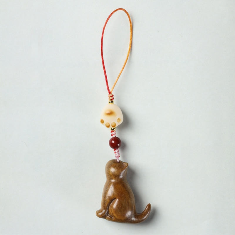 Décoration apaisante pour chat en bois de santal rouge à petites feuilles 11 cm