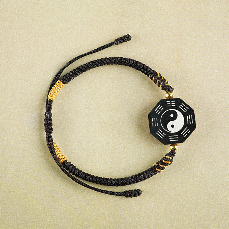 Bracelet de protection Yin Yang en bois de santal rouge à petites feuilles