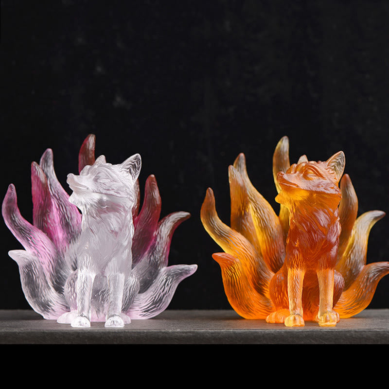 Petite figurine de renard à neuf queues Liuli pour le succès et la force