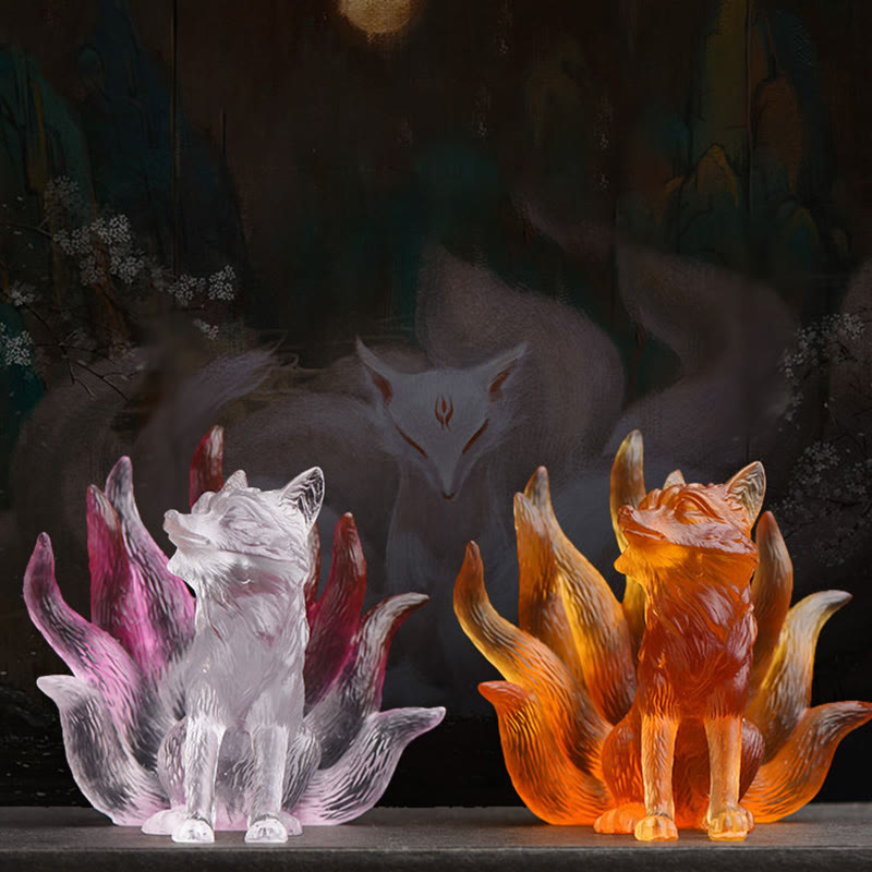 Petite figurine de renard à neuf queues Liuli pour le succès et la force