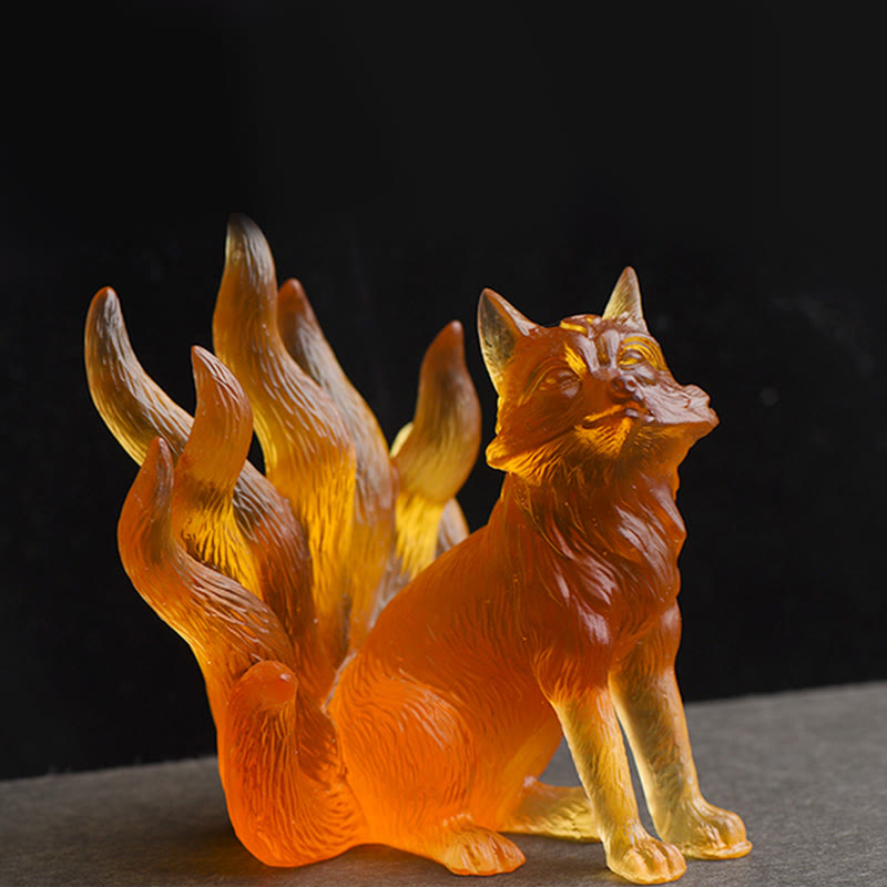 Petite figurine de renard à neuf queues Liuli pour le succès et la force