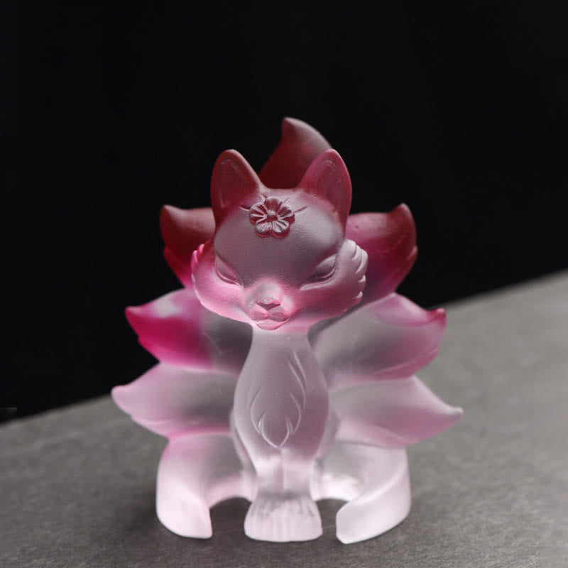 Petite figurine de renard à neuf queues Liuli pour le succès et la force