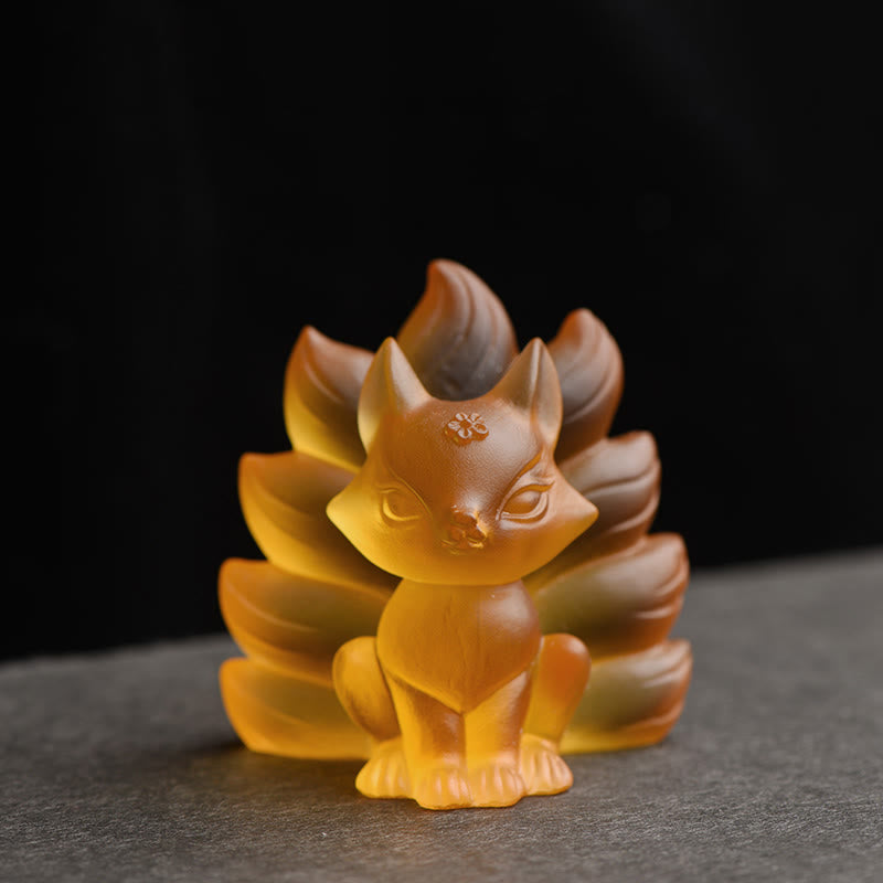 Petite figurine de renard à neuf queues Liuli pour le succès et la force