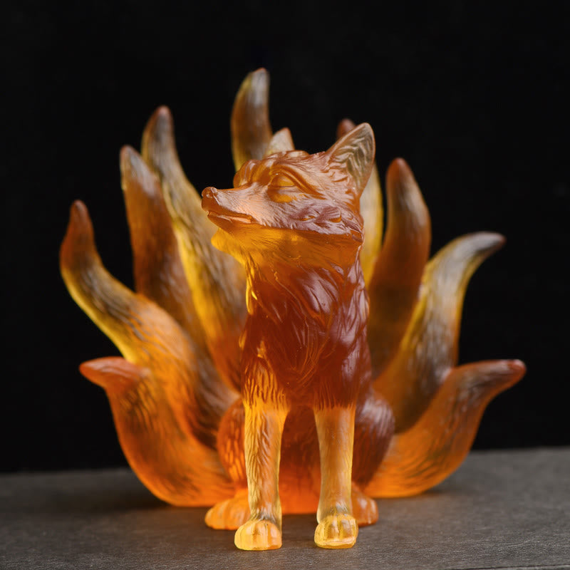 Petite figurine de renard à neuf queues Liuli pour le succès et la force