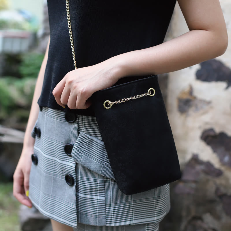 Petit sac bandoulière à chaîne en métal motif feuille d'érable et kaki
