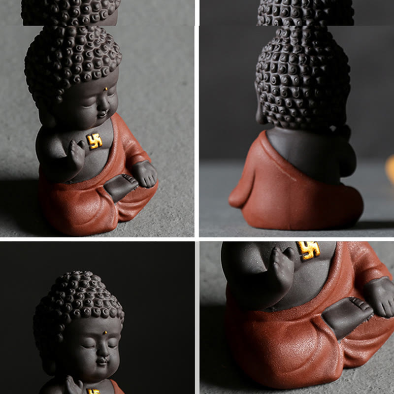 Petite statue de Bouddha en argile violette pour la sérénité de la maison