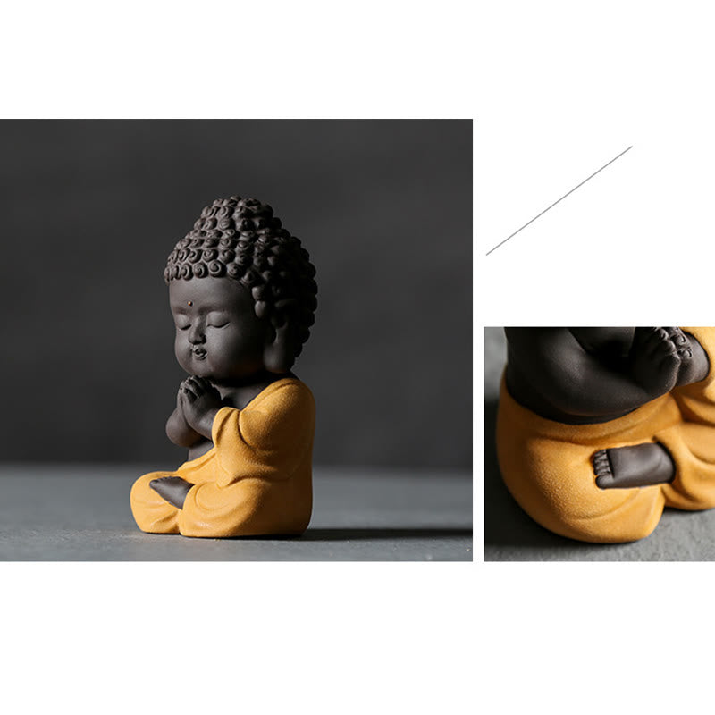 Petite statue de Bouddha en argile violette pour la sérénité de la maison