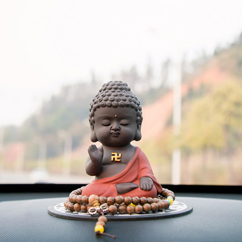Petite statue de Bouddha en argile violette pour la sérénité de la maison