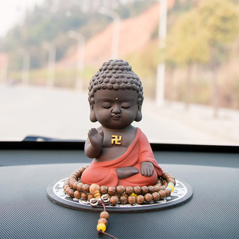 Petite statue de Bouddha en argile violette pour la sérénité de la maison