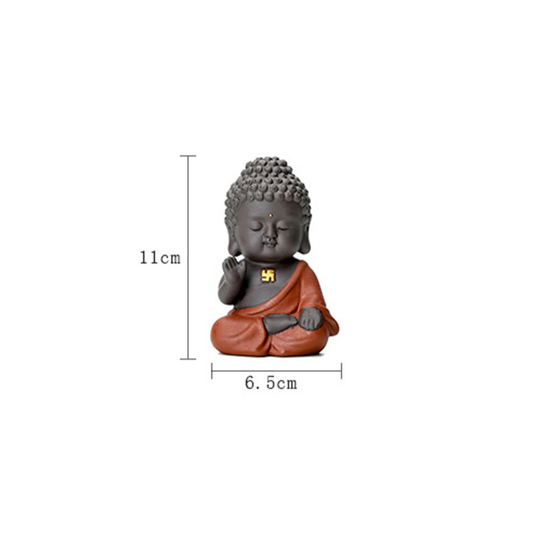 Petite statue de Bouddha en argile violette pour la sérénité de la maison