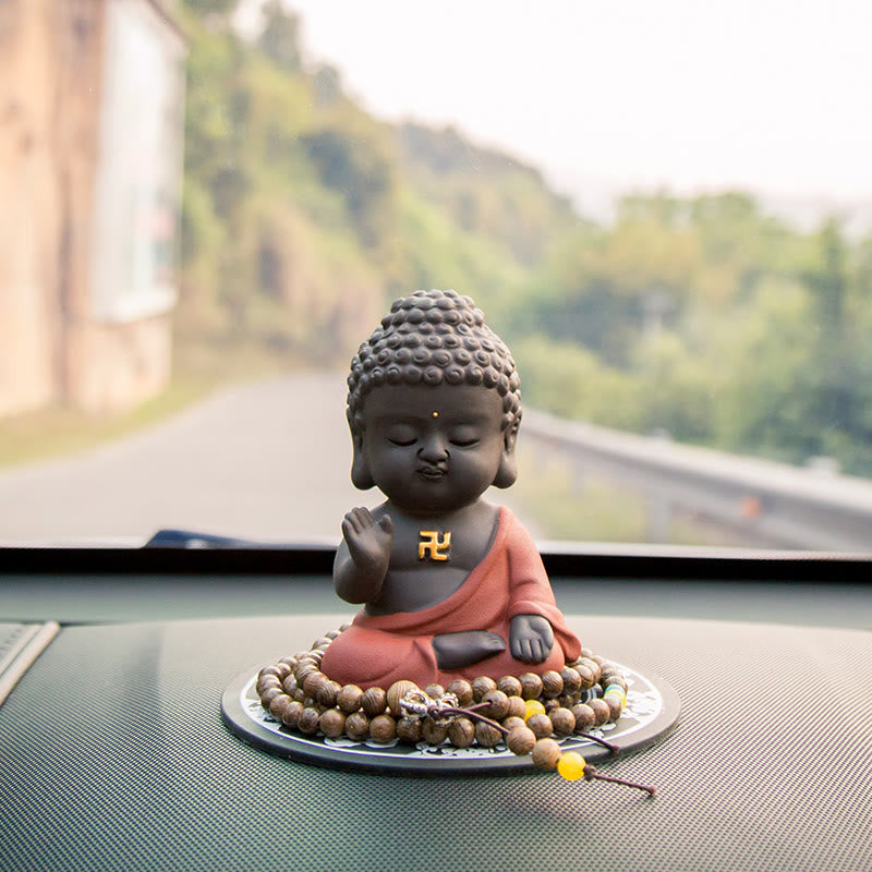 Petite statue de Bouddha en argile violette pour la sérénité de la maison