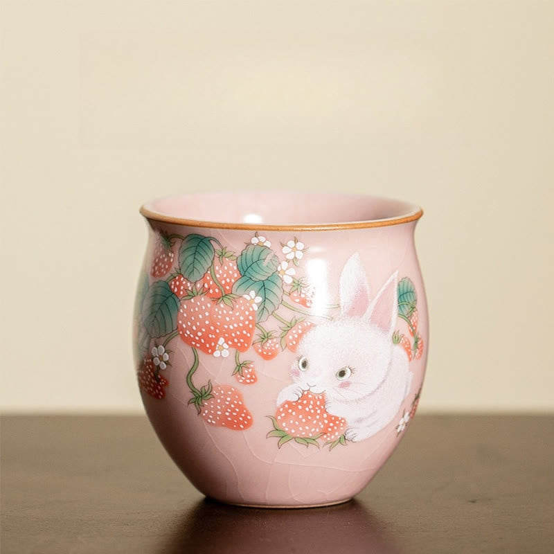Petite tasse à thé en céramique motif lapin 90 ml avec coffret cadeau | Décor Zen