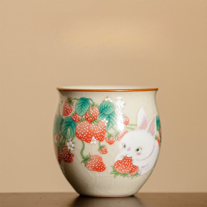 Petite tasse à thé en céramique motif lapin 90 ml avec coffret cadeau | Décor Zen