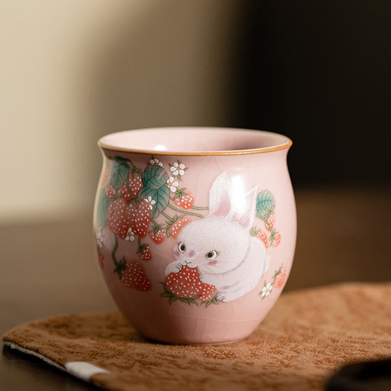 Petite tasse à thé en céramique motif lapin 90 ml avec coffret cadeau | Décor Zen