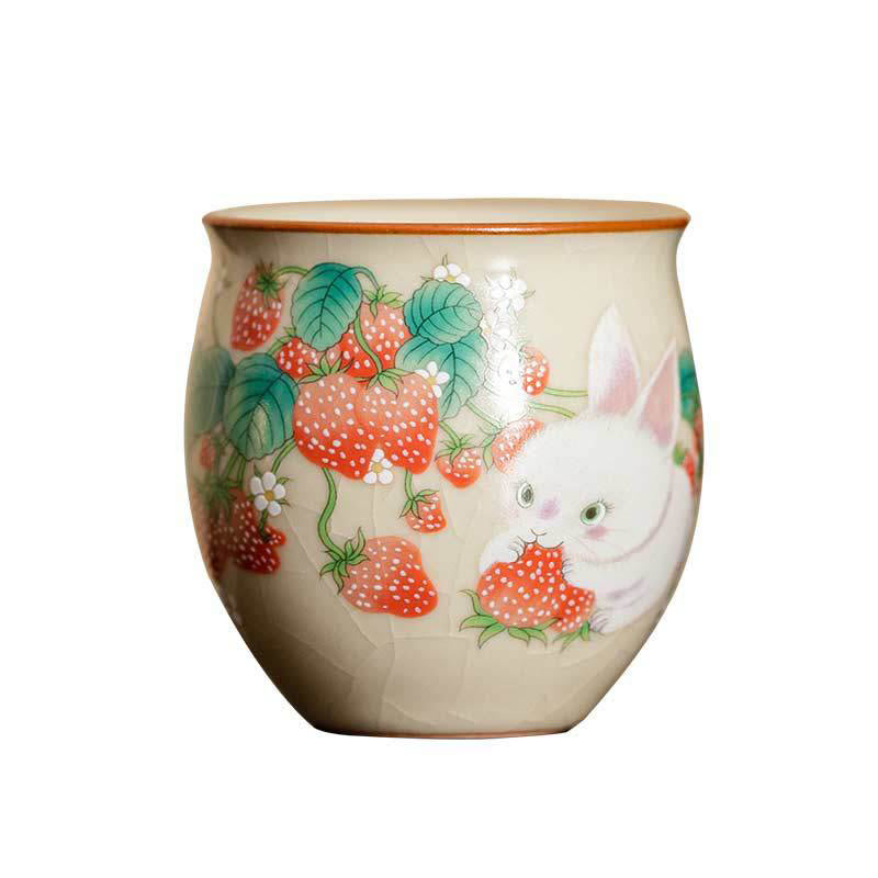 Petite tasse à thé en céramique motif lapin 90 ml avec coffret cadeau | Décor Zen