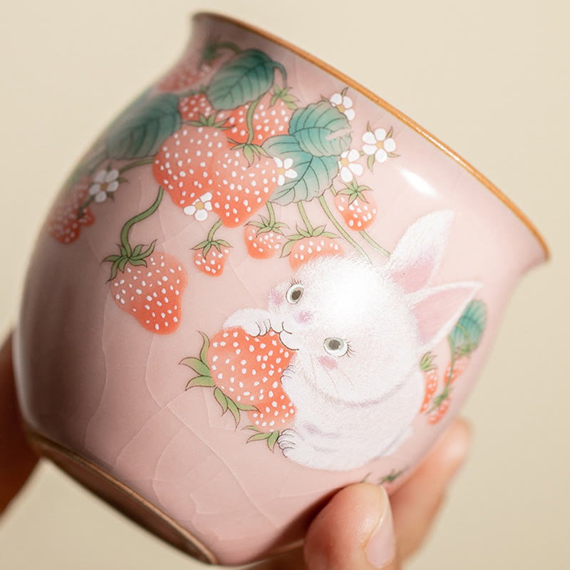 Petite tasse à thé en céramique motif lapin 90 ml avec coffret cadeau | Décor Zen