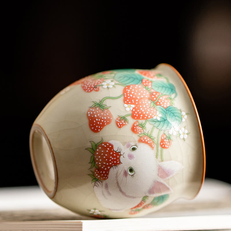 Petite tasse à thé en céramique motif lapin 90 ml avec coffret cadeau | Décor Zen
