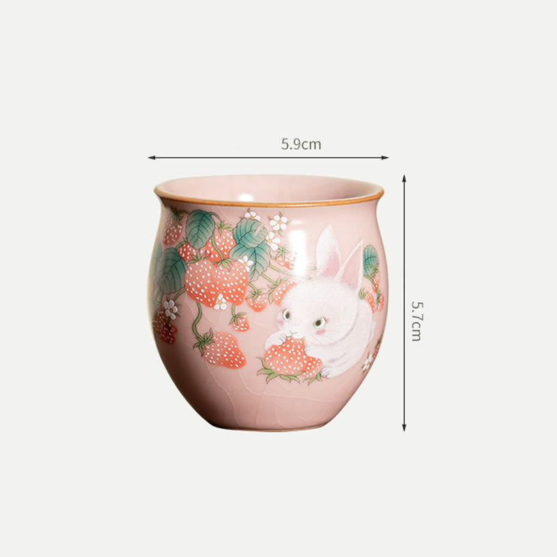 Petite tasse à thé en céramique motif lapin 90 ml avec coffret cadeau | Décor Zen