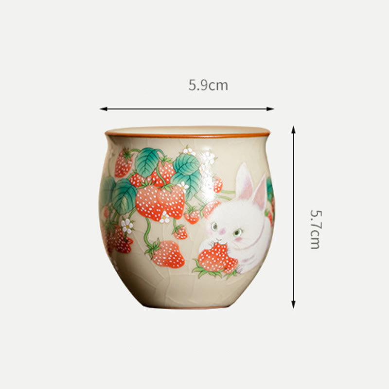 Petite tasse à thé en céramique motif lapin 90 ml avec coffret cadeau | Décor Zen