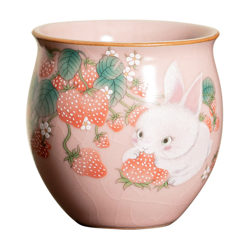 Petite tasse à thé en céramique motif lapin 90 ml avec coffret cadeau | Décor Zen