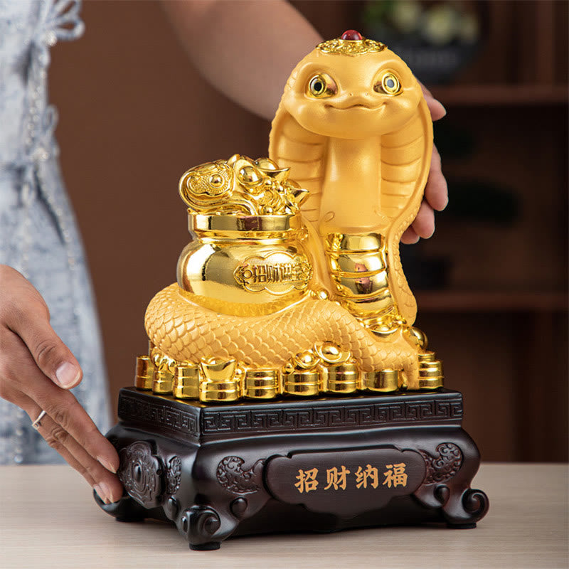 Petit bol à trésor en résine Année du Serpent avec lingots d'or