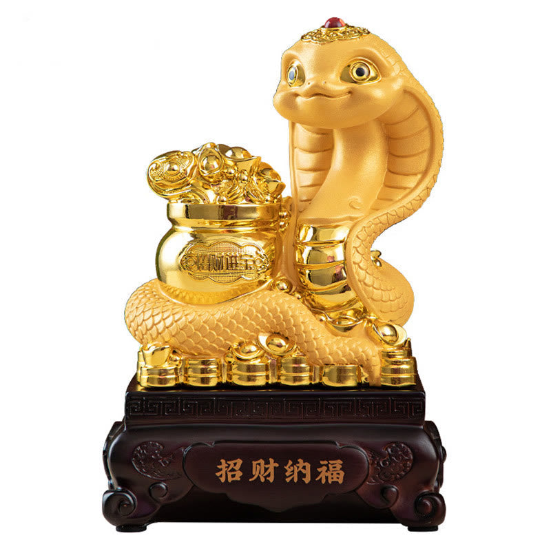Petit bol à trésor en résine Année du Serpent avec lingots d'or