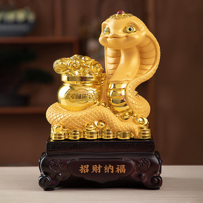 Petit bol à trésor en résine Année du Serpent avec lingots d'or