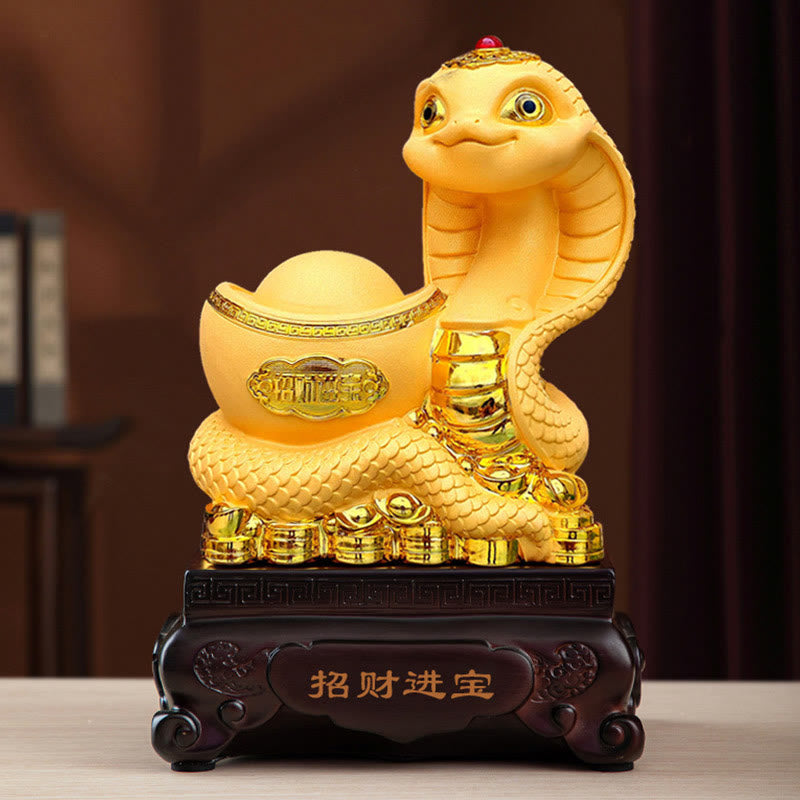Petit bol à trésor en résine Année du Serpent avec lingots d'or