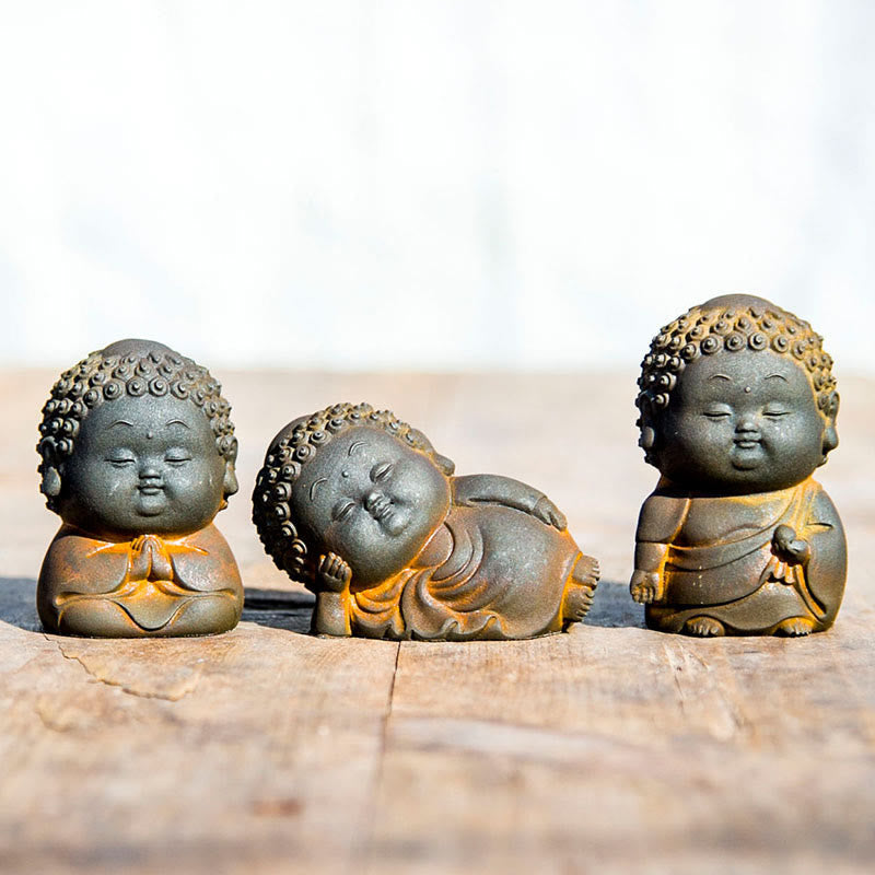 Petite statue de Bouddha debout 7,5 cm Décoration en résine de fer