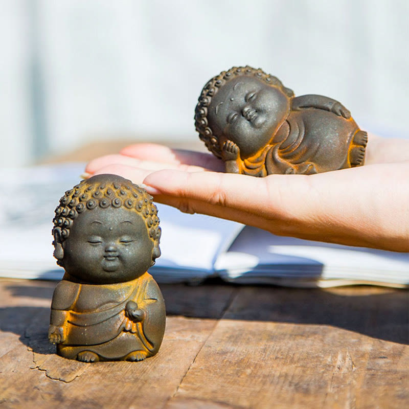 Petite statue de Bouddha debout 7,5 cm Décoration en résine de fer