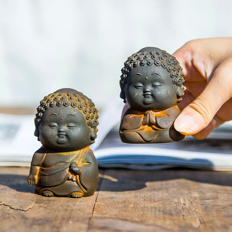 Petite statue de Bouddha debout 7,5 cm Décoration en résine de fer