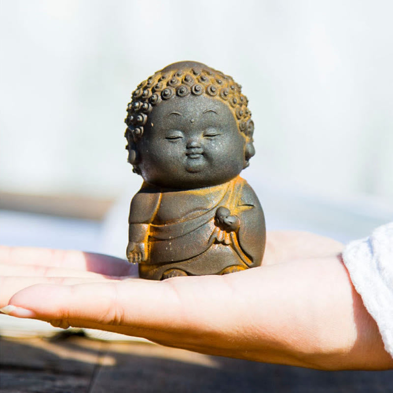 Petite statue de Bouddha debout 7,5 cm Décoration en résine de fer