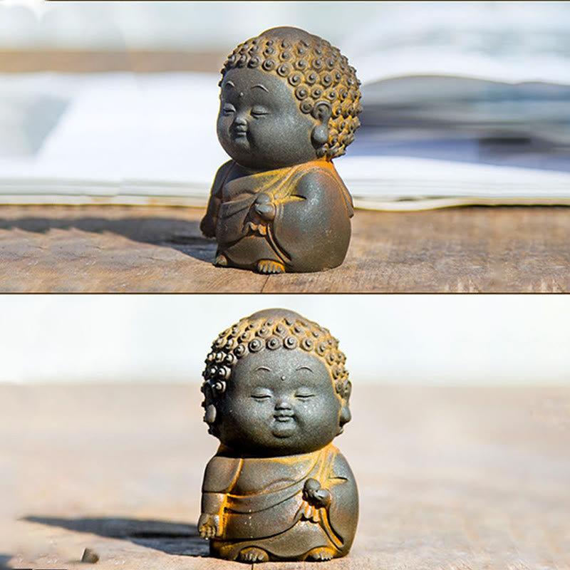 Petite statue de Bouddha debout 7,5 cm Décoration en résine de fer
