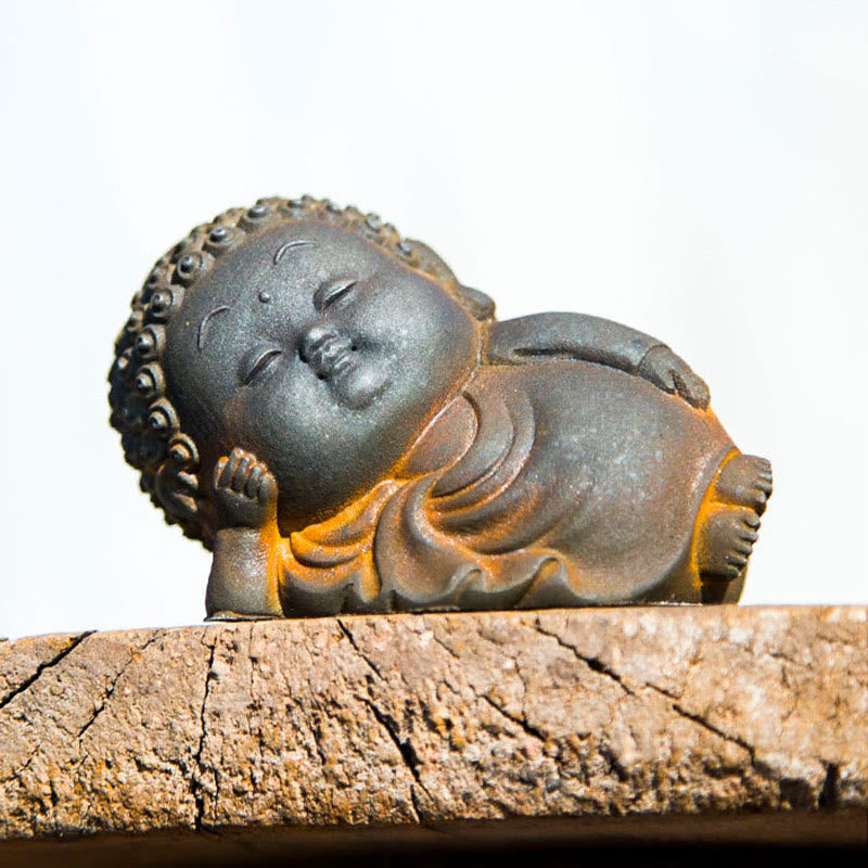 Petite statue de Bouddha debout 7,5 cm Décoration en résine de fer